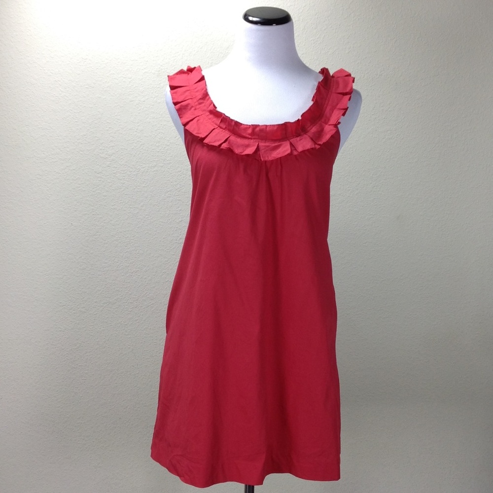 Anthropologie FEI Red Cotton Blend Tank Dress - Picture 2 of 8